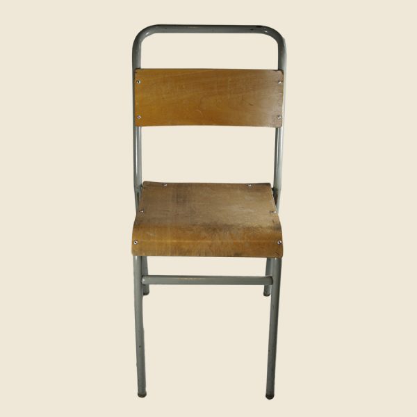 vintage stacking school chairs, metal, plywood,