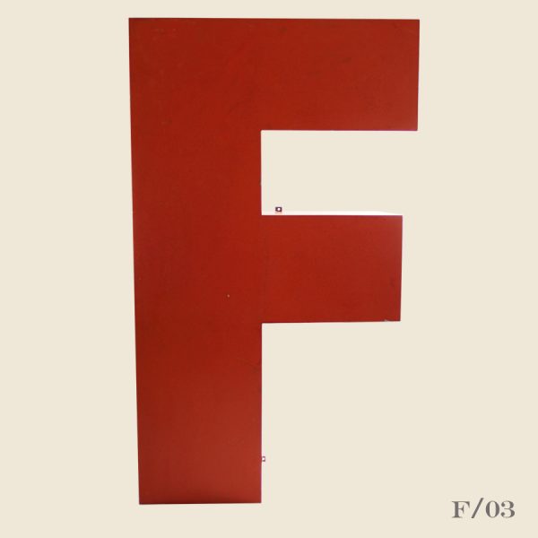 giant vintage letter F red metal