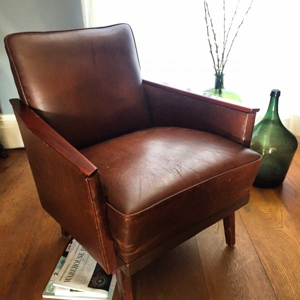 vintage mid century leather armchair