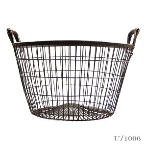 vintage round wire oyster basket storage