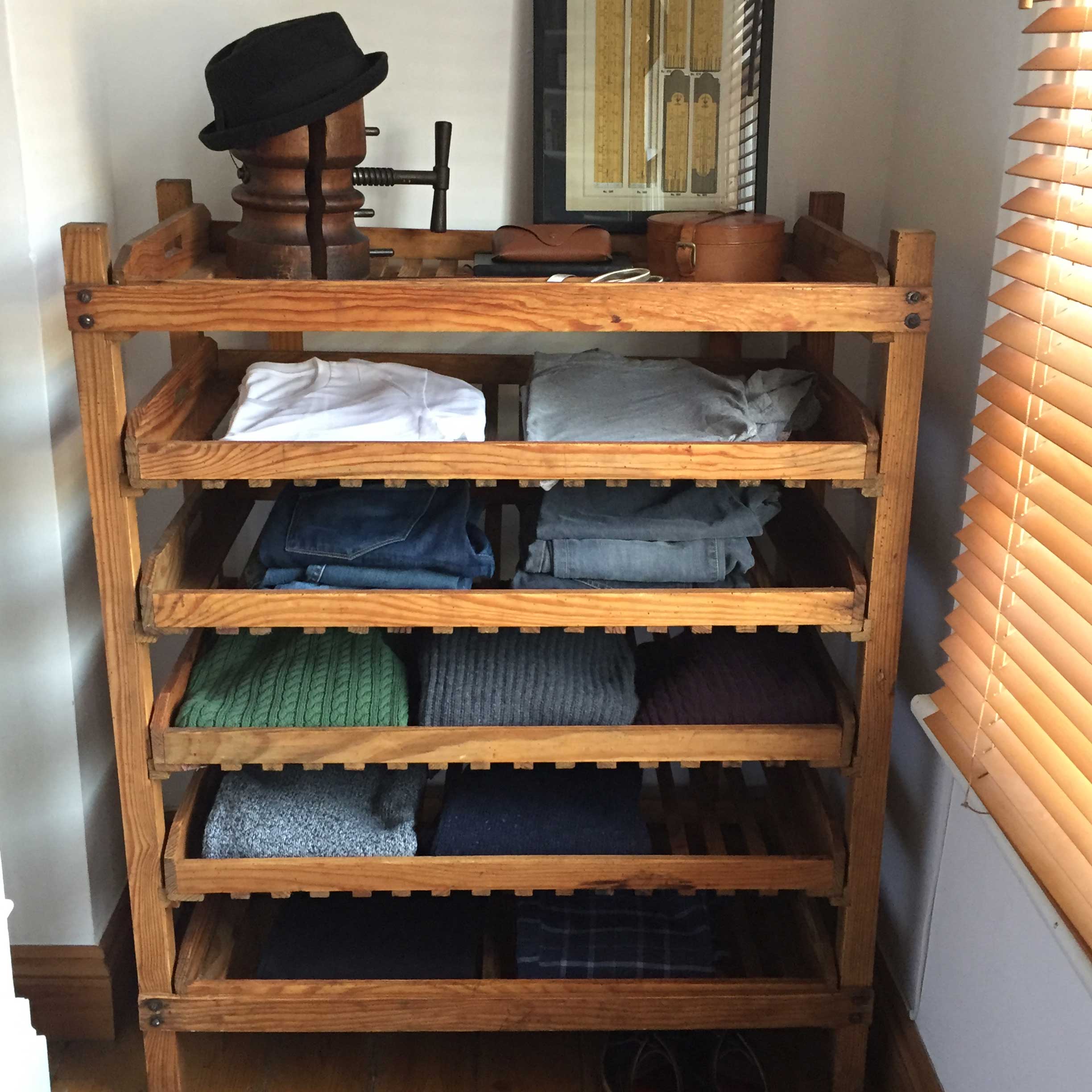 Vintage Wooden Bakers Rack Versatile Storage Solution Bedroom