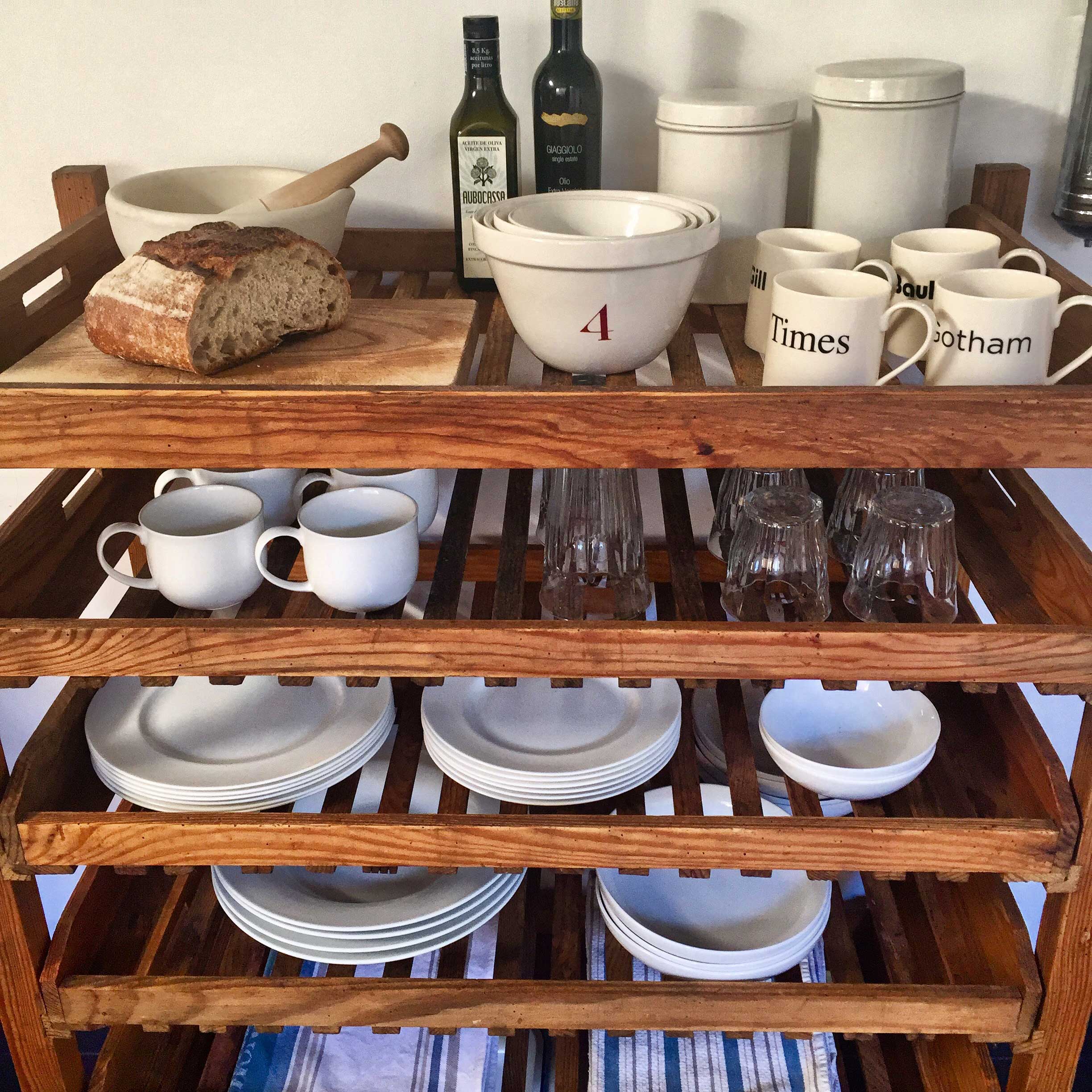 Vintage Wooden Bakers Rack Versatile Storage Solution Kitchen