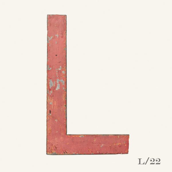 Vintage Reclaimed Pink Metal Letter L