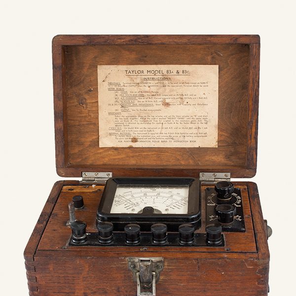 Vintage Ammeter in wooden case