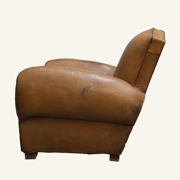 Vintage French Leather Club Armchair