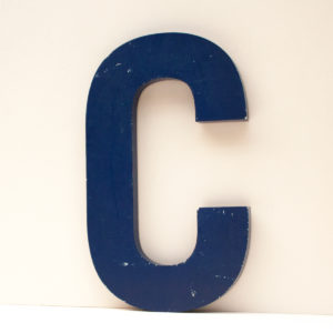 Reclaimed Blue Metal Letter C
