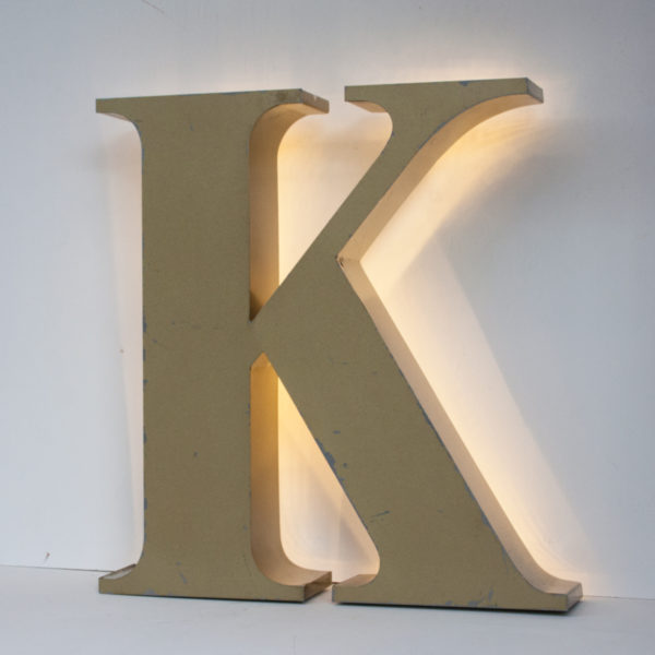 Reclaimed Gold Letter Light K