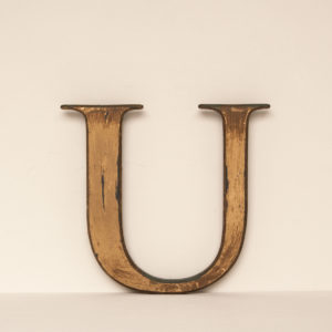 Reclaimed Distressed Gold Resin Letter U