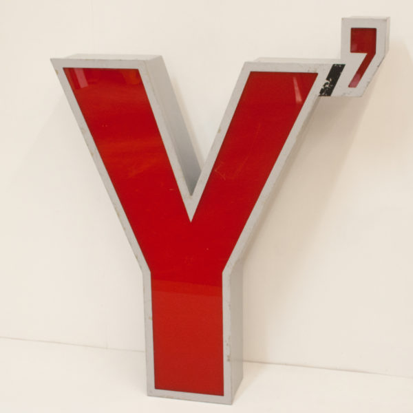 Large Reclaimed Red Letter Light Y