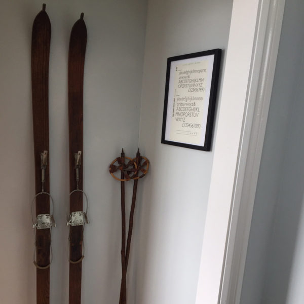 Vintage Wooden Skis and Ski Poles