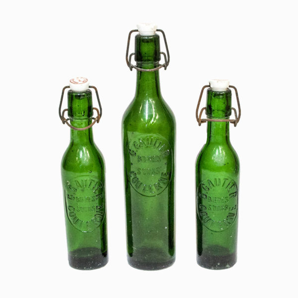 Set 3 Vintage French Soda Bottles