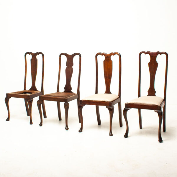 Set 4 Vintage Dining Chairs for Upholstery