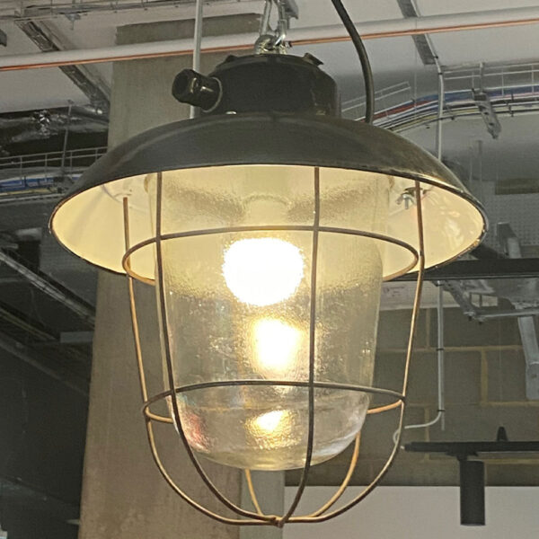 Vintage Industrial Caged Black Factory Light