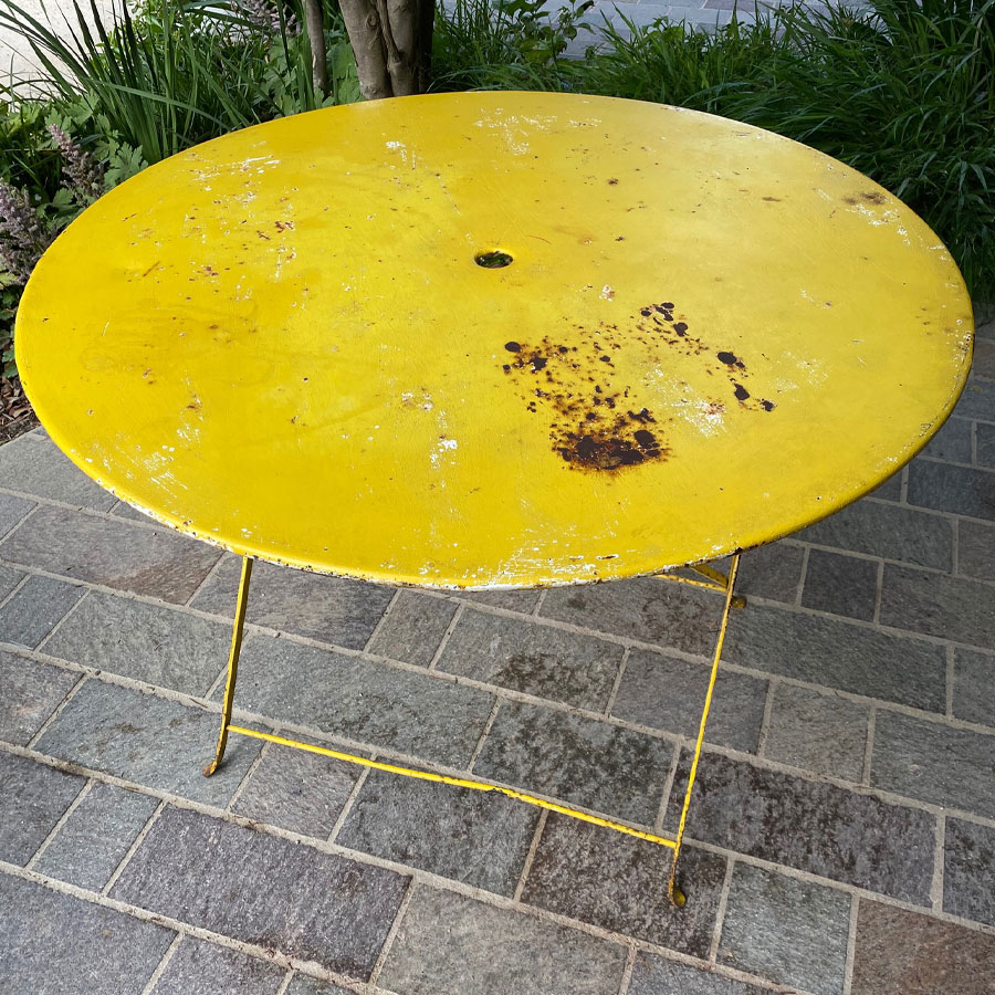 Vintage French Yellow Outdoor Table