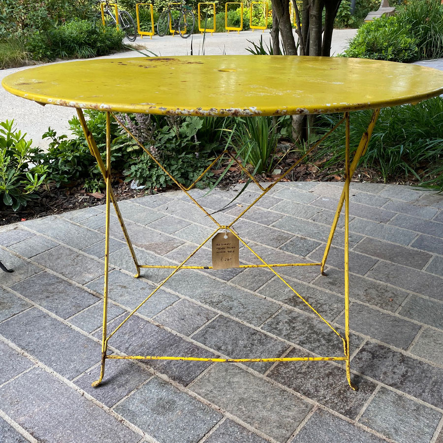 Vintage French Yellow Outdoor Table